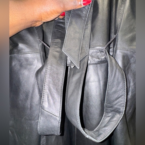 Luxury Genuine Leather Longline Coat Adjustable Tie Waist Unisex & Curvy Fit XXL - Picture 10 of 17